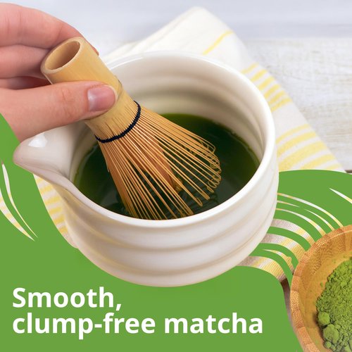 BlendWell 100 Prong Bamboo Matcha Whisk, Traditional Chasen for Smooth and Frothy Matcha Tea, Handcrafted Bamboo Matcha Tool