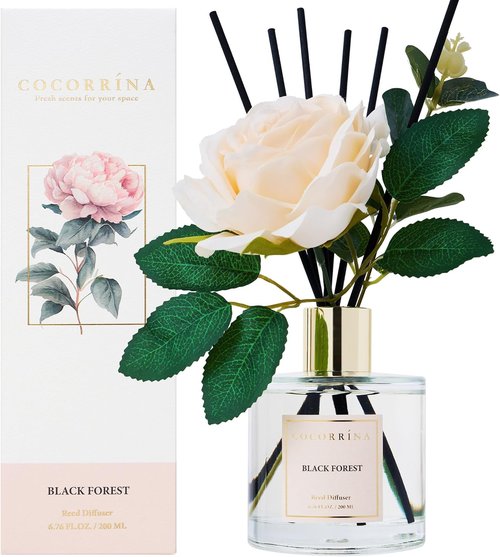 Cocorrina Reed Diffuser Set - Black Forest Scented Diffuser with Sticks | 6.7 oz Home Fragrance for Large Rooms
