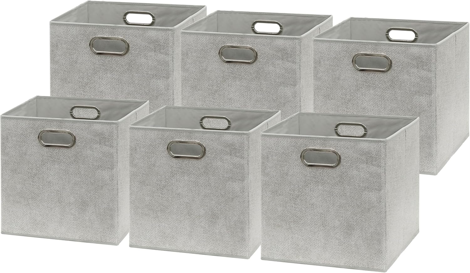 Simple Houseware 11-Inch Collapsible Fabric Cube Storage Bins - Gray, Printed Design, 6 Pack
