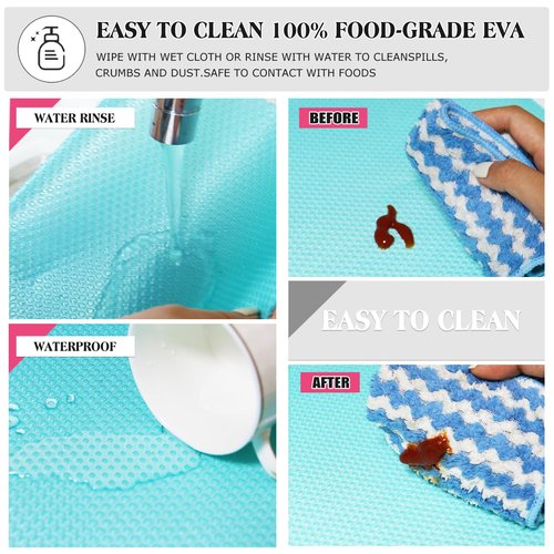 Daixers 20Pcs Refrigerator Liners, Washable Fridge Liner Shelf Mats Refrigerator Pads for Cupboard Cabinet Drawer Home Kitchen Accessories Organization (Blue)
