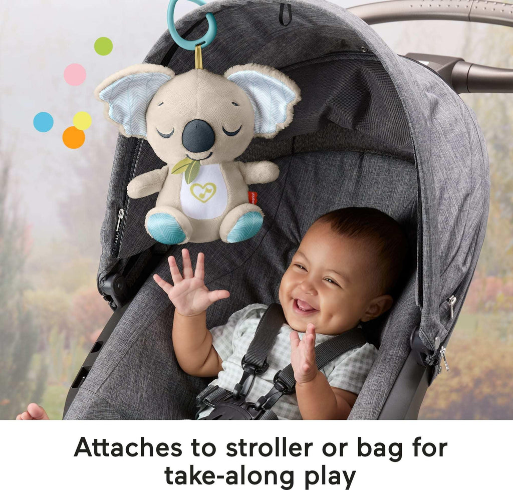 Fisher-Price Baby Toy On-the-Go Koala Soother, Plush Portable Sound Machine with White Noise & Music for Newborns Ages 0+ Months