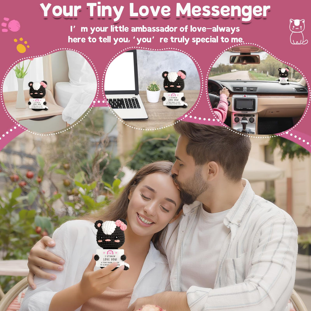 Valentines Day Love Gifts for Him Her Boyfriend Girlfriend - Cute Crochet Skunk Plush Funny I Love You Gift – Romantic Birthday Gift for Husband Wife –Wedding Anniversary To My Love Just Because