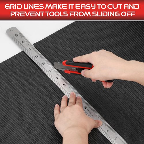 Professional Tool Box Liner 16” x 16 ft, Heavy Duty Tool Box Foam 3mm Thick to Protect Tools and Box, Grid-Line Non Slip Toolbox Drawer Liners Shelf Mat for Workbench, Cabinet, Shelves, Garage (Black)