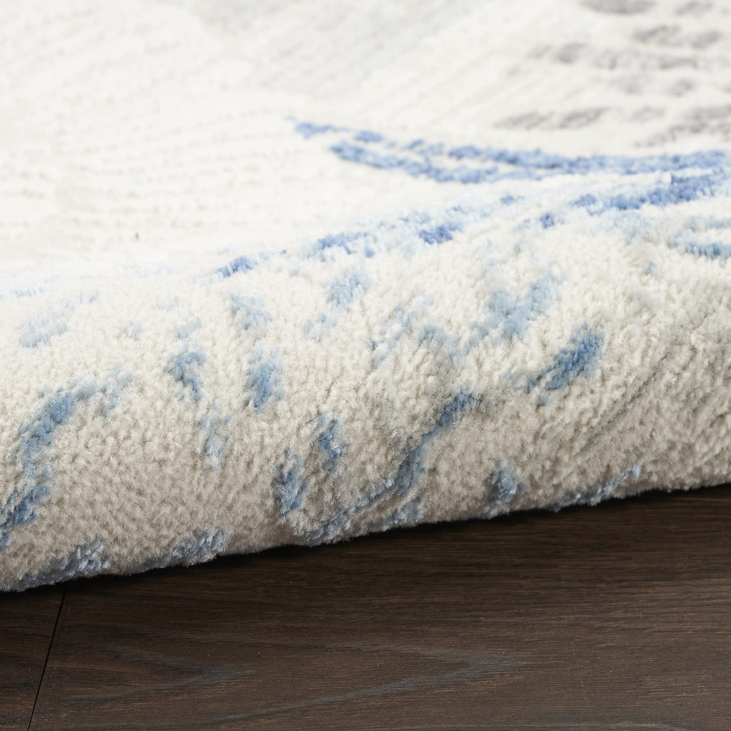 Nourison Home Pompeii Ivory Grey Blue 4' x 6' Area Rug - Easy Clean, Non Shedding, Bed Room, Living Room, Dining Room, Kitchen (4' x 6')