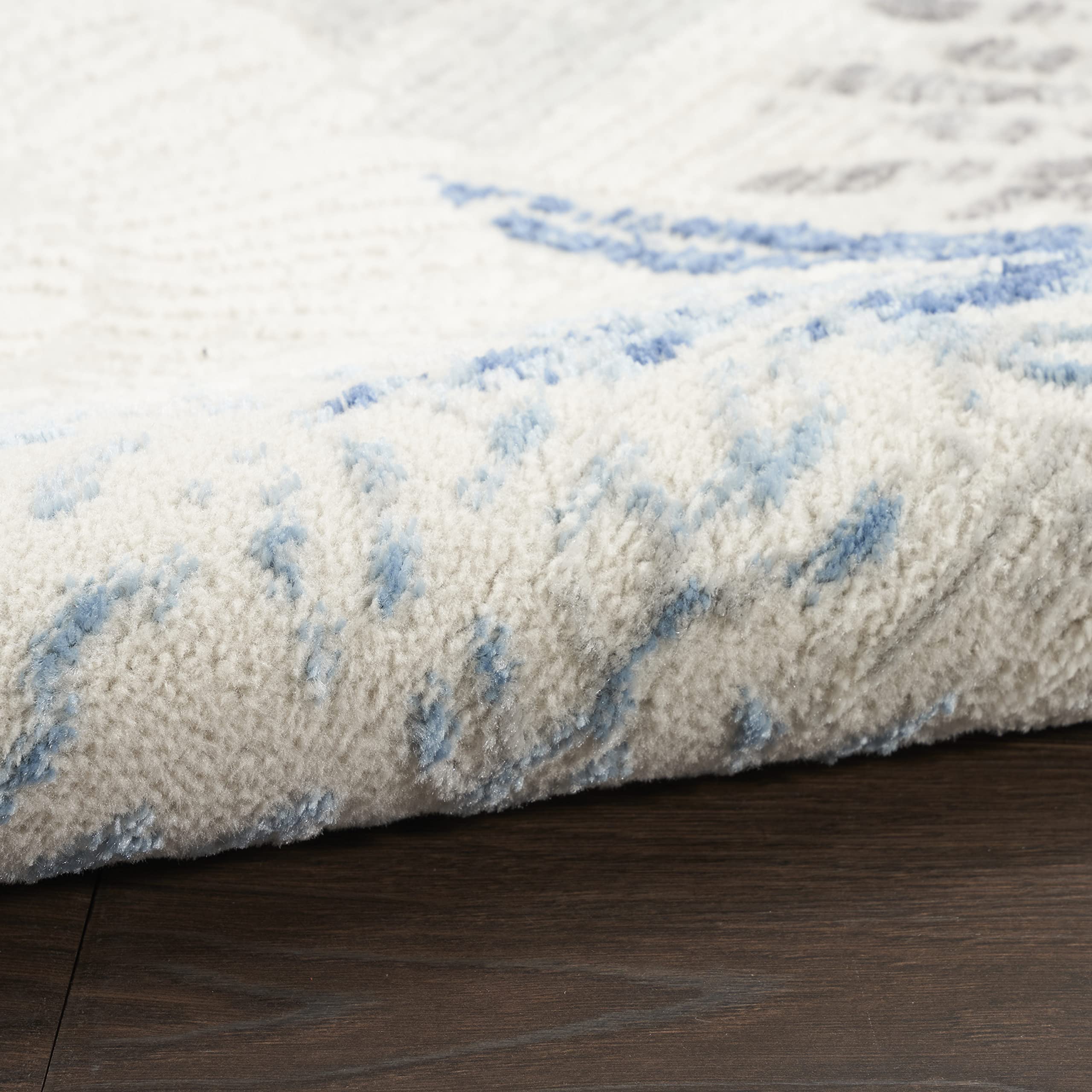 Nourison Home Pompeii Ivory Grey Blue 4' x 6' Area Rug - Easy Clean, Non Shedding, Bed Room, Living Room, Dining Room, Kitchen (4' x 6')