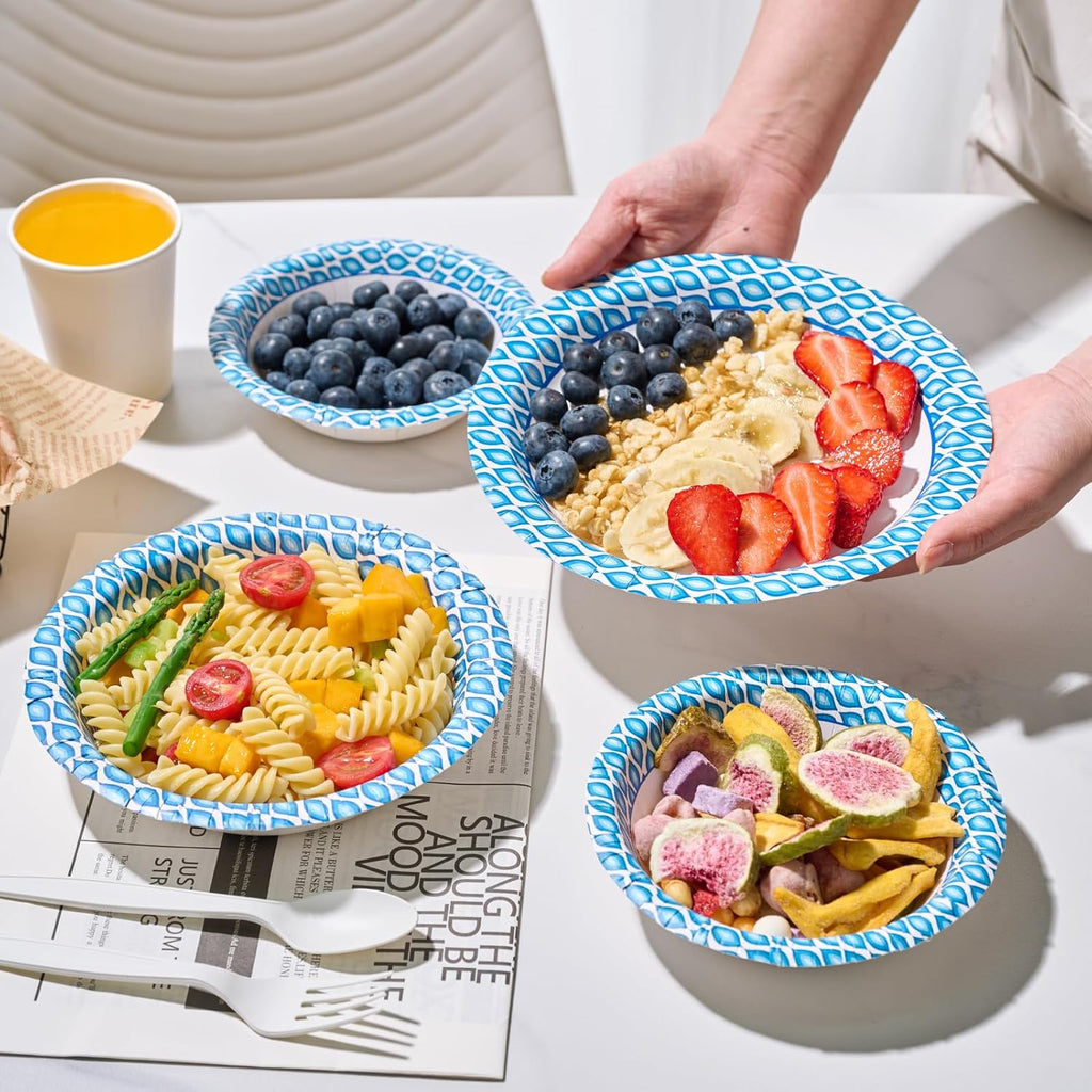MUCHII 20 Oz Disposable Paper Bowls - 180 Count, Soak Proof Design for All Meals