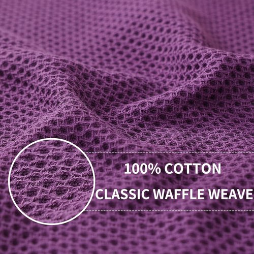 Homaxy Kitchen Dish Cloths - Ultra Soft 100% Cotton Waffle Weave, Quick Drying, 12 x 12 Inches, 6-Pack, Purple