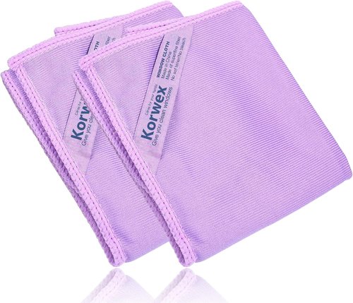 Norwεx Window Cleaning Cloth, Glass Cleaning Cloth, No Chemical Needed, Just Add Water Lints Streaks Scratches Free. (Purple 2 Pack)