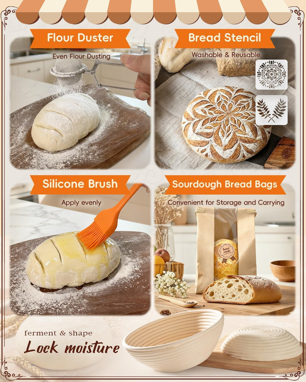 **Sourdough Starter Kit by Complete | Easy-to-Clean Baking Supplies for Beginners | Includes Proofing Basket, Sling, Jar & More**