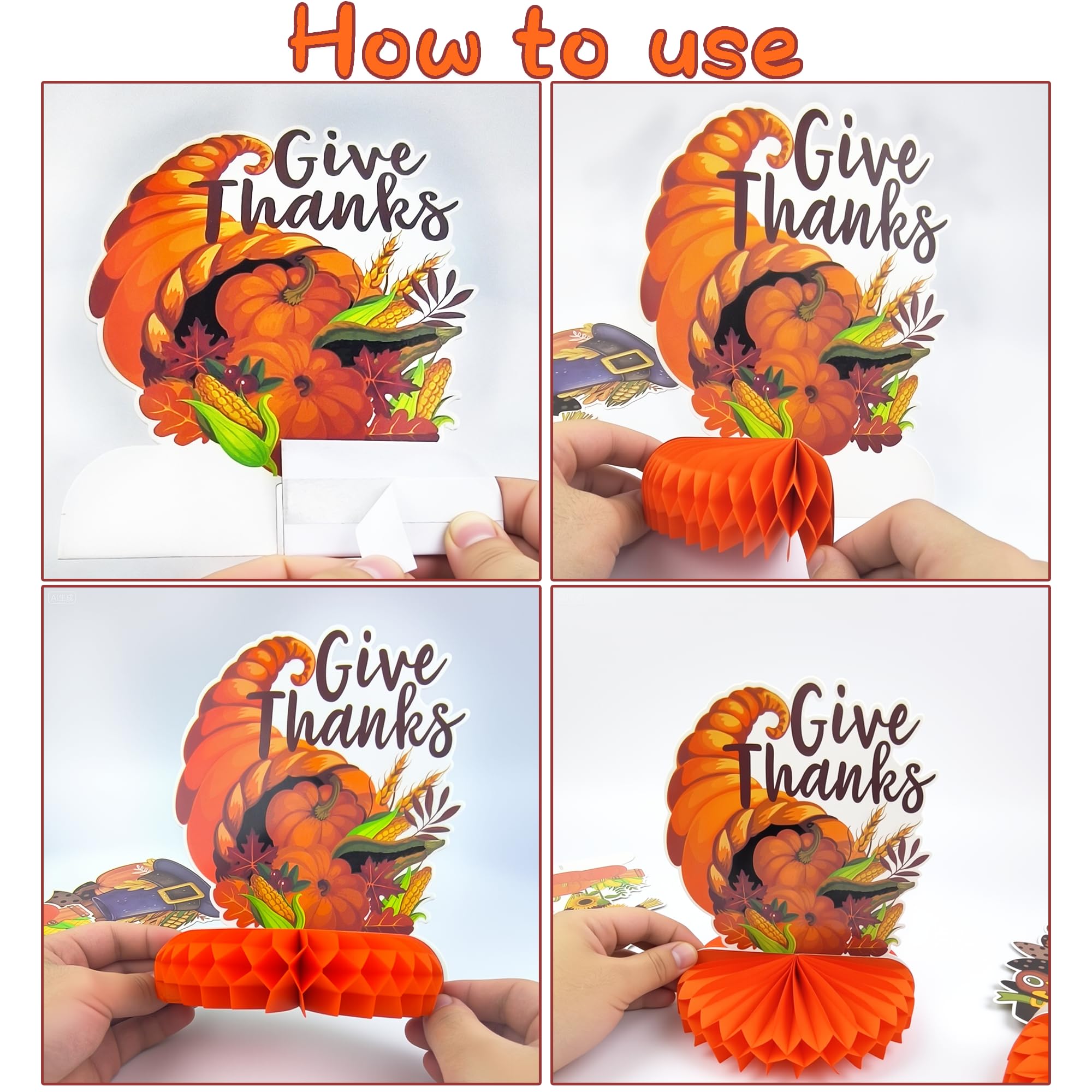 OHOME Thanksgiving Table Decor - 9 PCS Honeycomb | Thanksgiving Decorations Indoor Outdoor - Fall Centerpieces for Tables | Friendsgiving Party Decorations Supplies Favors Essentials for Home Kitchen