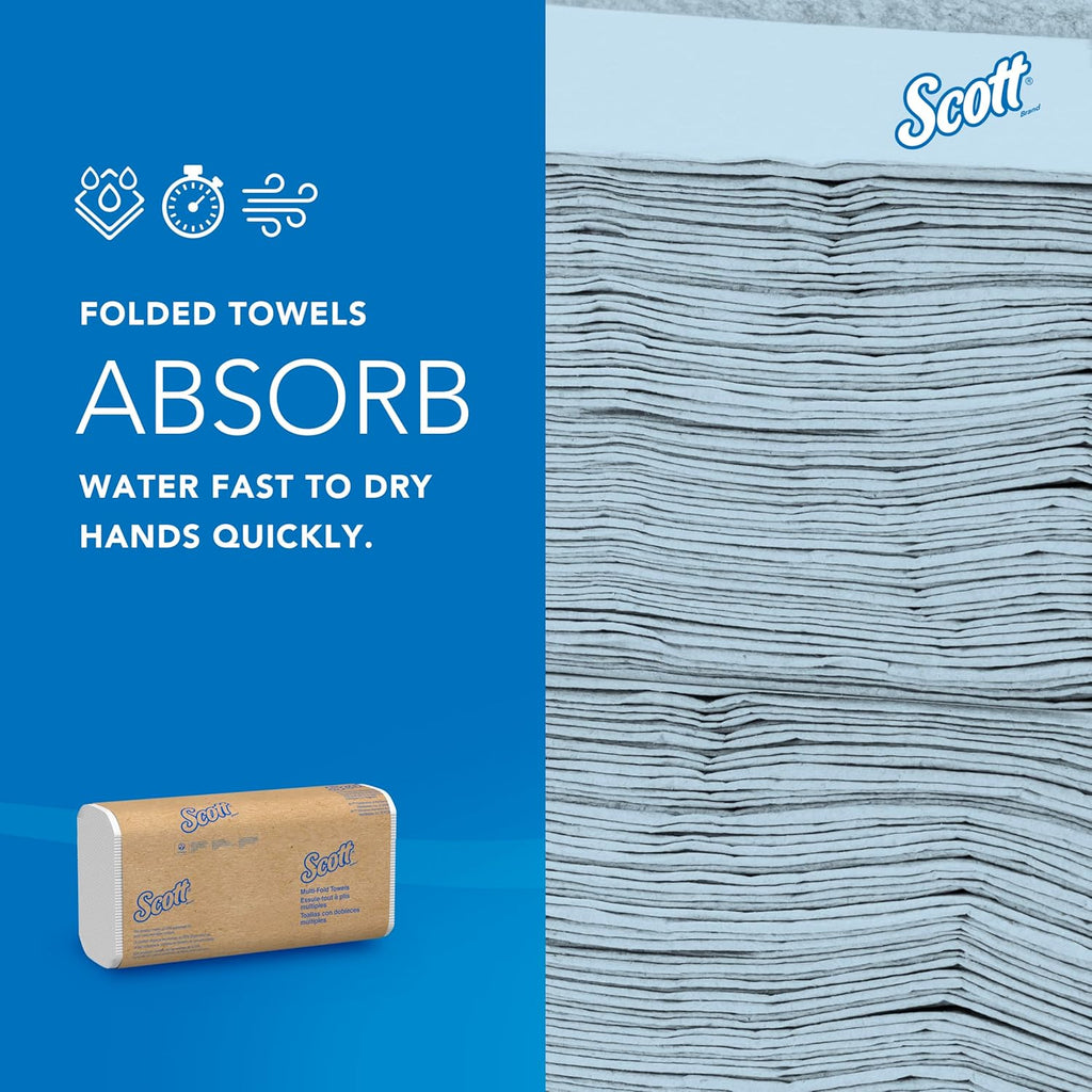 Scott® Professional Multifold Paper Towels - Absorbency Pockets, 9.2" x 9.4", White | 250 Sheets/Pack, 16 Packs/Case