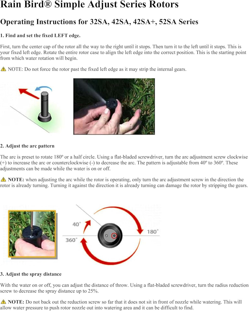 Rain Bird 42SASPG Gear Drive Rotor Sprinkler - Adjustable 40° to 360° Pattern, 26' to 38' Spray Distance