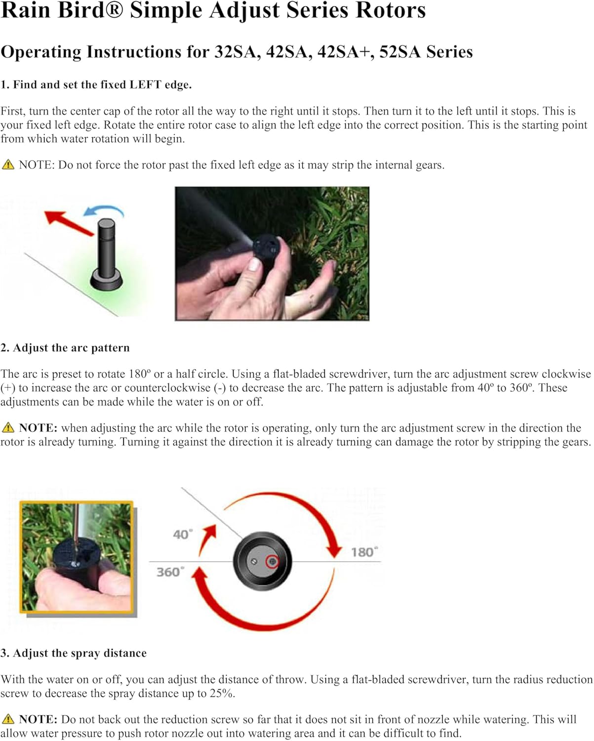 Rain Bird 42SASPG Gear Drive Rotor Sprinkler - Adjustable 40° to 360° Pattern, 26' to 38' Spray Distance