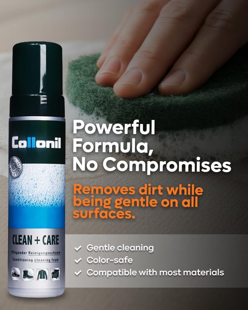 Collonil Clean & Care Shoe & Leather Cleaner XL 6.76 fl oz - Cleaning Foam – Sneaker Cleaner for Leather, Suede, Textile & Synthetic Materials | Universal Use | 6.76 fl oz – Made in Germany