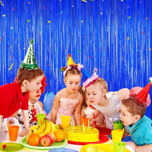 Blue Party Decorations - 2-Pack Ocean Themed Streamers & Tinsel Foil Fringe Curtains | Perfect for Birthdays & Weddings