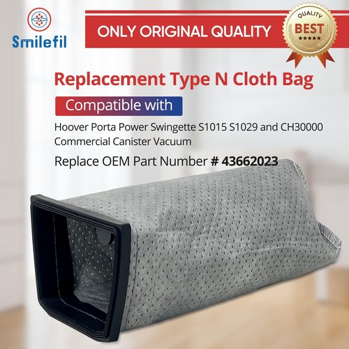 Smilefil 2pcs CH3000 Cloth Bags Replacement Fits for Hoover PortaPower Swingette S1015 S1029 and CH30000 Commercial Canister Vacuum, Replace Part # 43662023