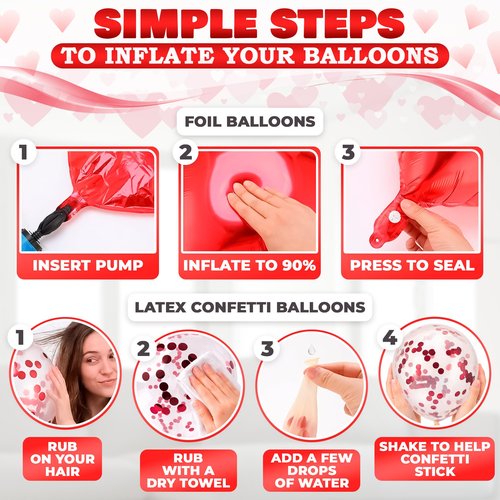 Romantic Balloon Decoration Kit with 42" LOVE Letters & Heart Balloons - Proposal, Engagement, Wedding & Anniversary Room Decoration Set with Hanging Hearts & Rose Petals - Complete Romantic Setup