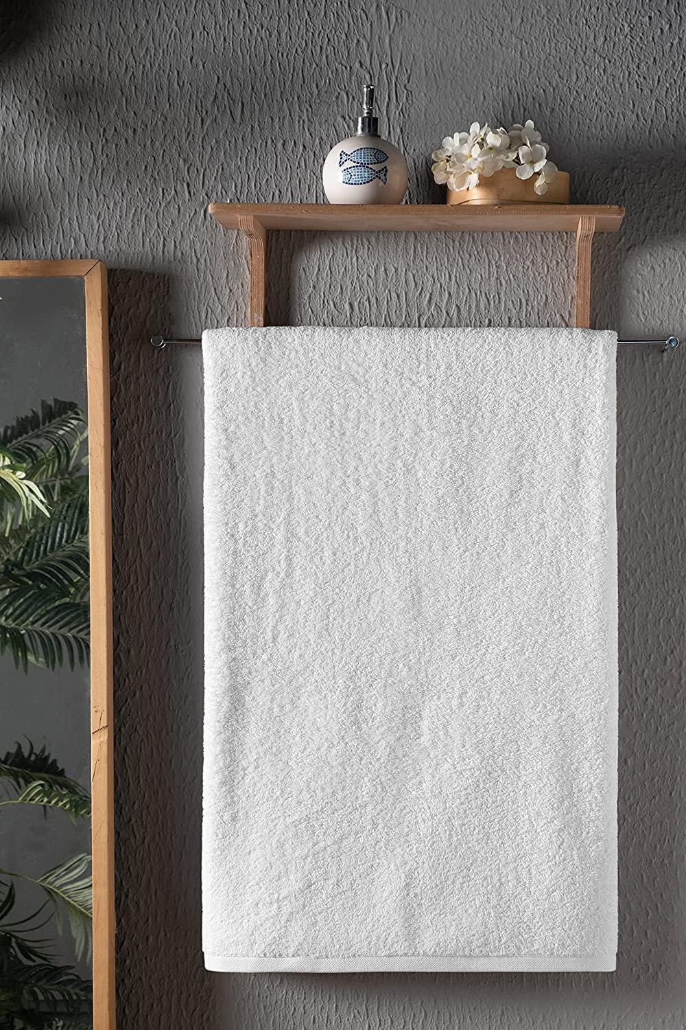 NINE WEST Oversized Luxury Terry Bath Sheet, Soft & Plush 40x80 Inch Extra Large Jumbo Bath Towels, 100% Turkish Cotton (White)