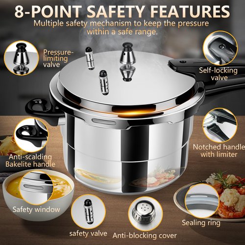 Pressure Cooker 8 qt+ Aluminum, ollas de presión para cocinar pressure cooker 8 qt All Stovetops Induction Compatible Thickened Pressure Cooker with Spring