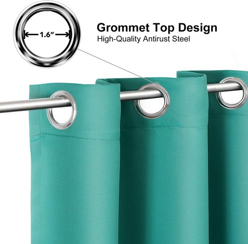 ChrisDowa Grommet Blackout Curtains - Thermal Insulated Room Darkening Panels, Teal, 42W x 63L