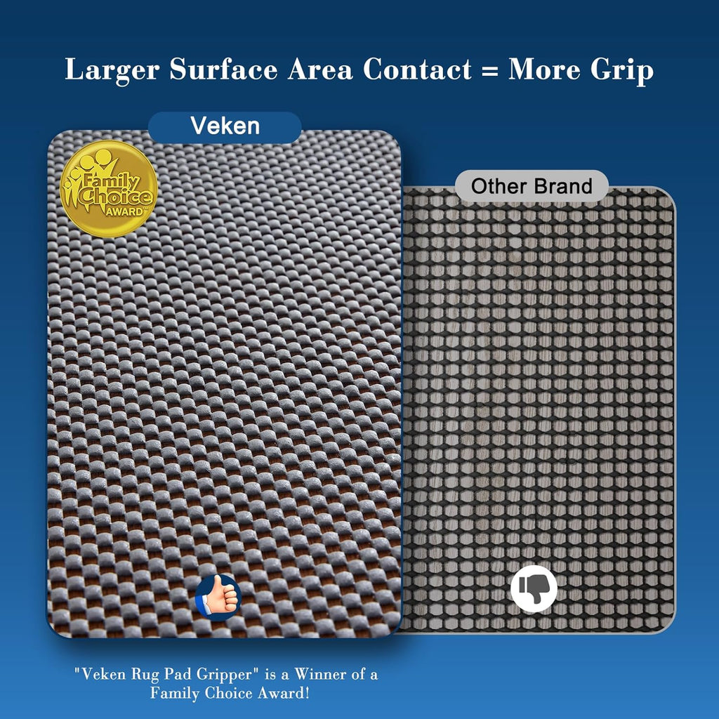 Veken Rug Pad Gripper - Non-Slip 8x10 Ft Dark Grey Mat for Hardwood & Tile Floors