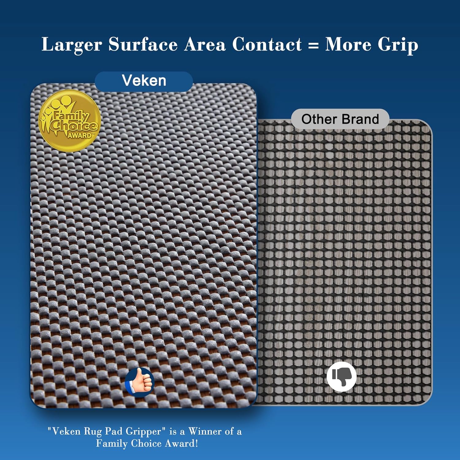 Veken Rug Pad Gripper - Non-Slip 8x10 Ft Dark Grey Mat for Hardwood & Tile Floors