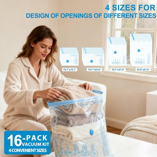 ANBIUX Vacuum Bags - Travel Compression Packing Bags with Rechargeable Air Pump | 16 Pack Carry-On Size