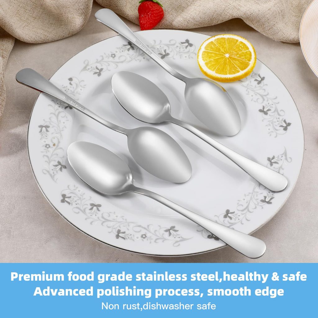 8 Pcs Large Tablespoons Set, Food-Grade Stainless Steel Soup Spoons, Metal Cutlery Spoon, Dinner Spoon, Spoons Silverware for Home, Kitchen or Restaurant, Mirror Polished, Dishwasher Safe 8 Inch