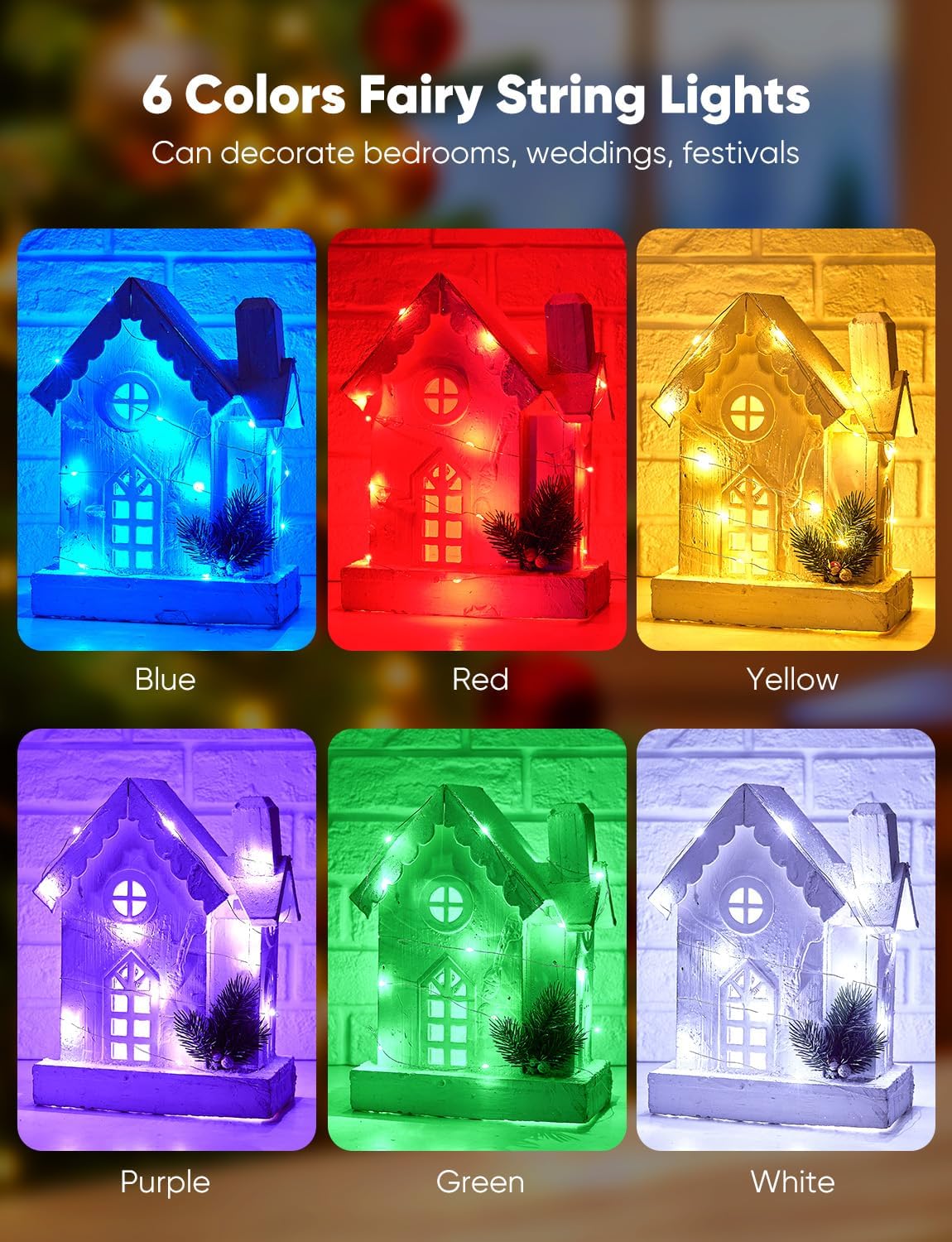 Brightown LED Fairy Lights - 14 Pack Colorful Battery Operated String Lights | 7ft Waterproof Silver Wire for DIY Decor