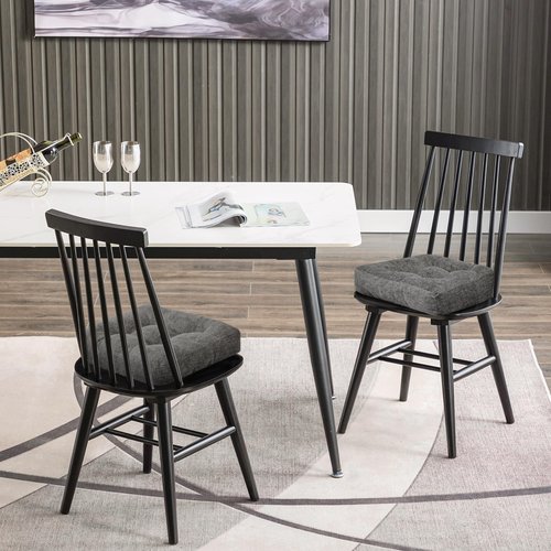 Basic Beyond Chair Cushions for Dining Chairs, Non-Slip Chair Pads, Thick Seat Cushions for Dining Room Chairs, Kitchen Chair Cushions Set of 4, 17" x 17" x 4", Dark Grey