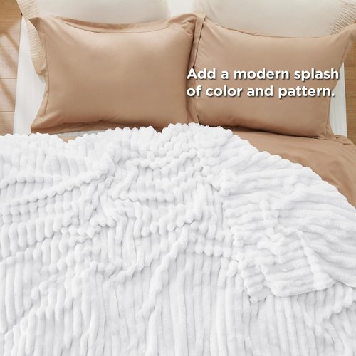 Bedsure GentleSoft Queen Blanket - Cozy Fleece Throw for Women & Girls, Bright White, 90x90 Inches