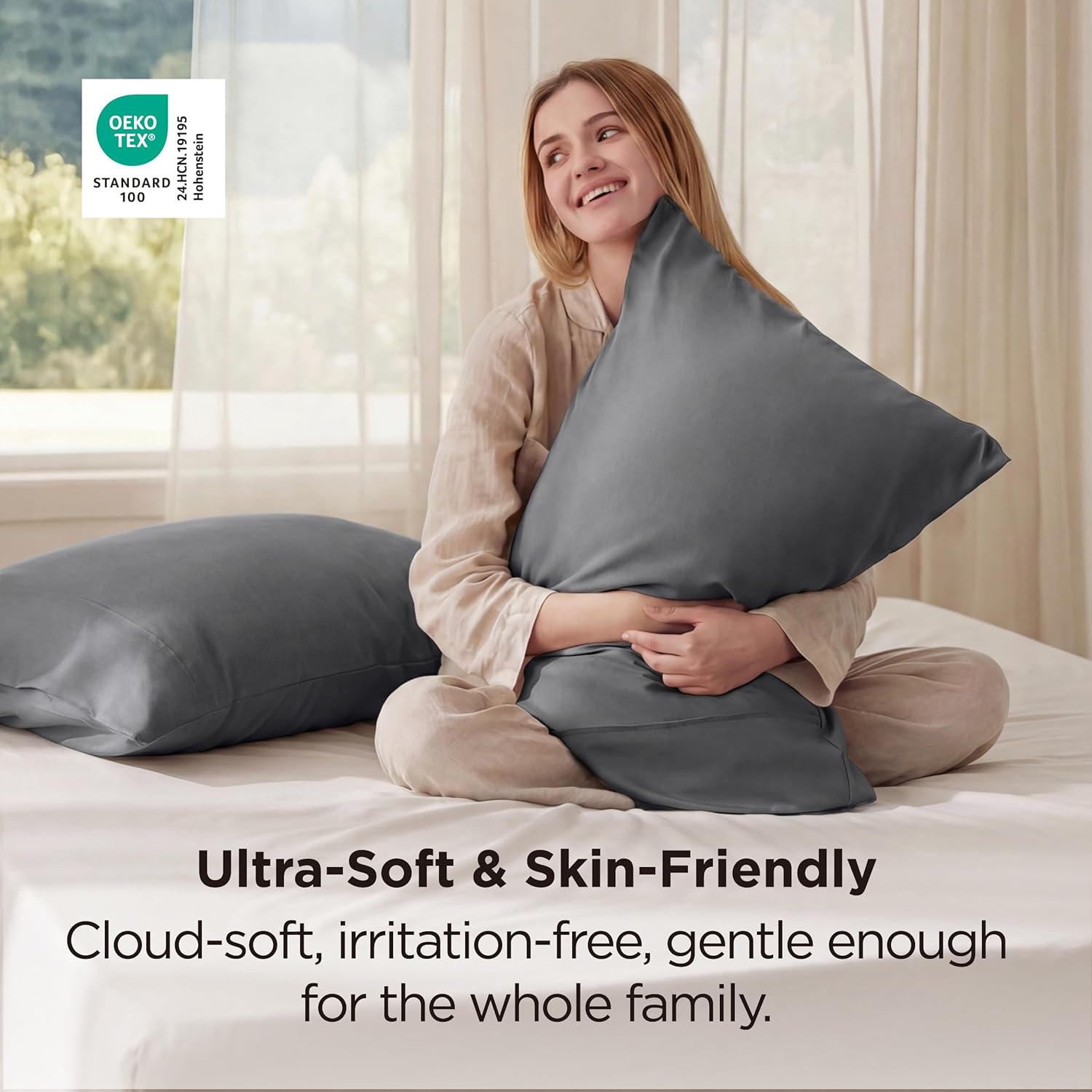 Bedsure Pillow Cases - Super Soft Dark Grey Microfiber Set of 2 | Cooling, Wrinkle & Fade Resistant, 20”x30”