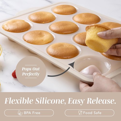COOK WITH COLOR 17-Pc Silicone Baking Pan Set - Non-Stick Muffin Pans with Sturdy Metal Frame & Easy Clean