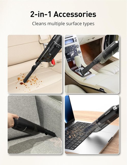 Aspiron Cordless Handheld Vacuum - 24KPA Powerful Car Cleaner | 2-Speed, Wireless Charging, Ergonomic Design