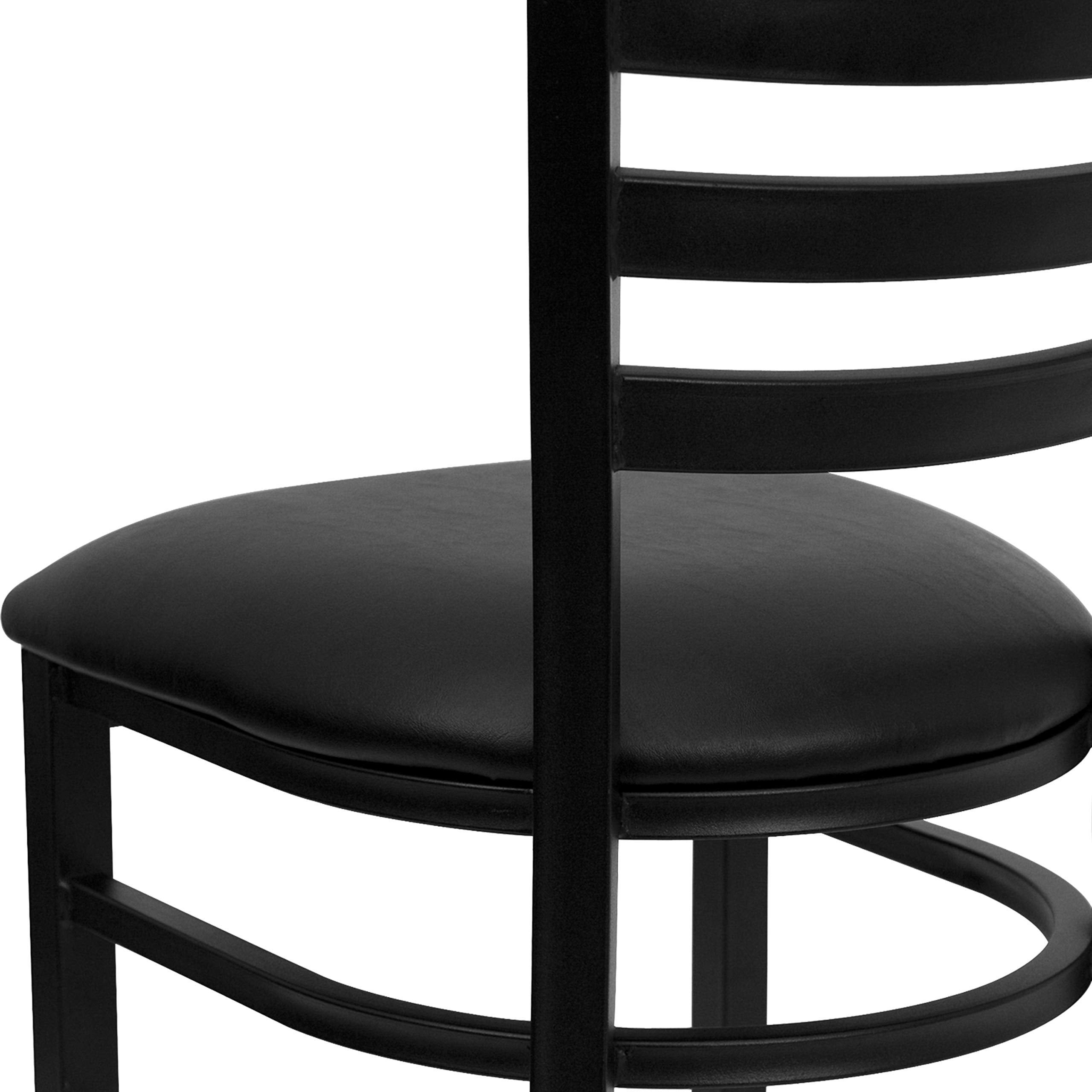 Flash Furniture HERCULES Series Black Ladder Back Metal Restaurant Chair - Black Vinyl Seat
