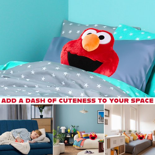 Sesame Street Elmo Plush Cushion Pillow, Soft Plush Throw Pillow Cushion Bedroom Decor Cuddle Plushies, Gifts for Girls, Teens, Women (Red, L12.4 x W12.2)