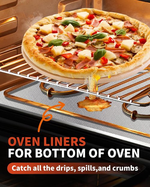 Heavy Duty Oven Liners by [Brand Name] - 2 Pack Reusable Mats, 17"x 25" | BPA & PFOA Free, Silver