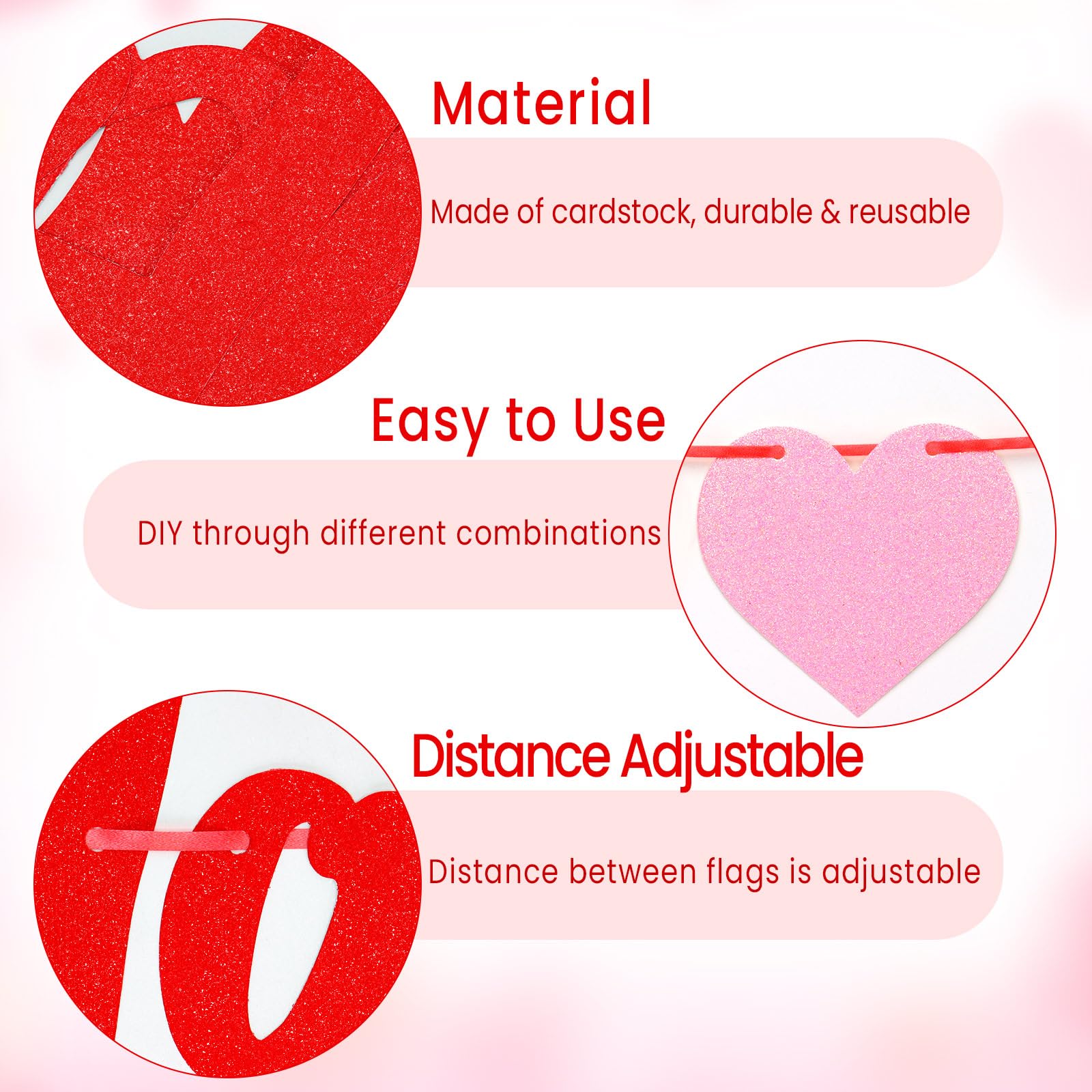 Red Glitter Happy Galentine's Day Banner Happy Galentines Day Decorations With Felt Heart Garland Banner Galentines Day Sign for Ladies Girls Galentines Decor Galentines Day Party Supplies Photo Props