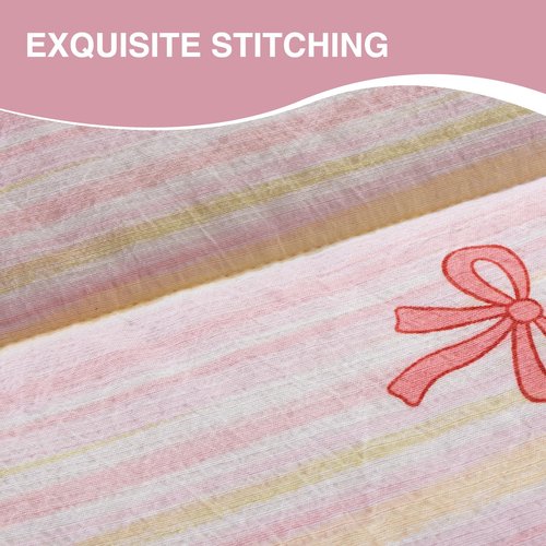 A Nice Night Zipper Bedding Pink Bow Printed on Colorful Rainbow Background Zippered Kids Comforter Set,Seersucker Chic Style Ultra Soft,Twin
