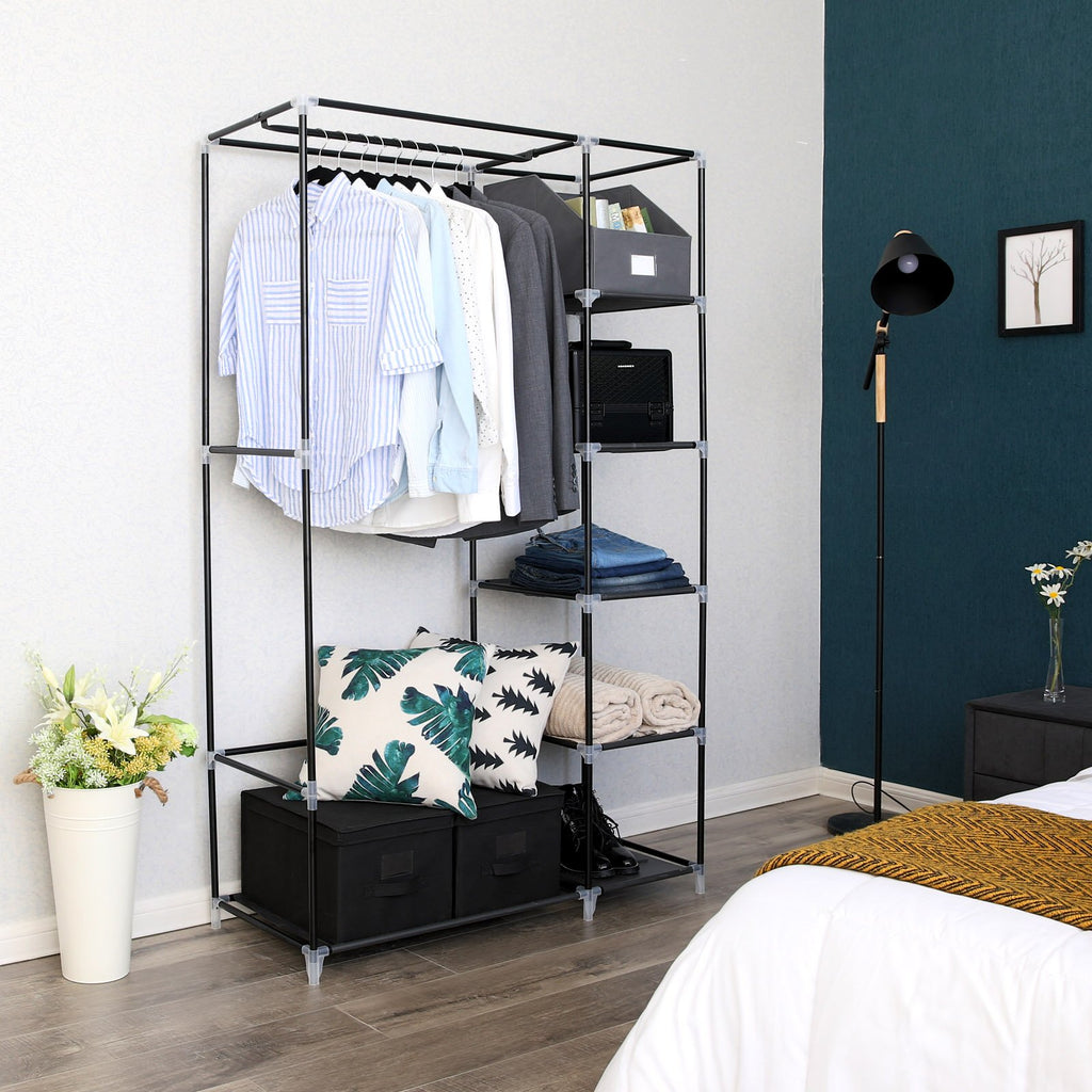 SONGMICS 43 Inch Portable Clothes Closet Wardrobe with Non-Woven Fabric and Hanging Rod Quick and Easy to Assemble Gray ULSF007G