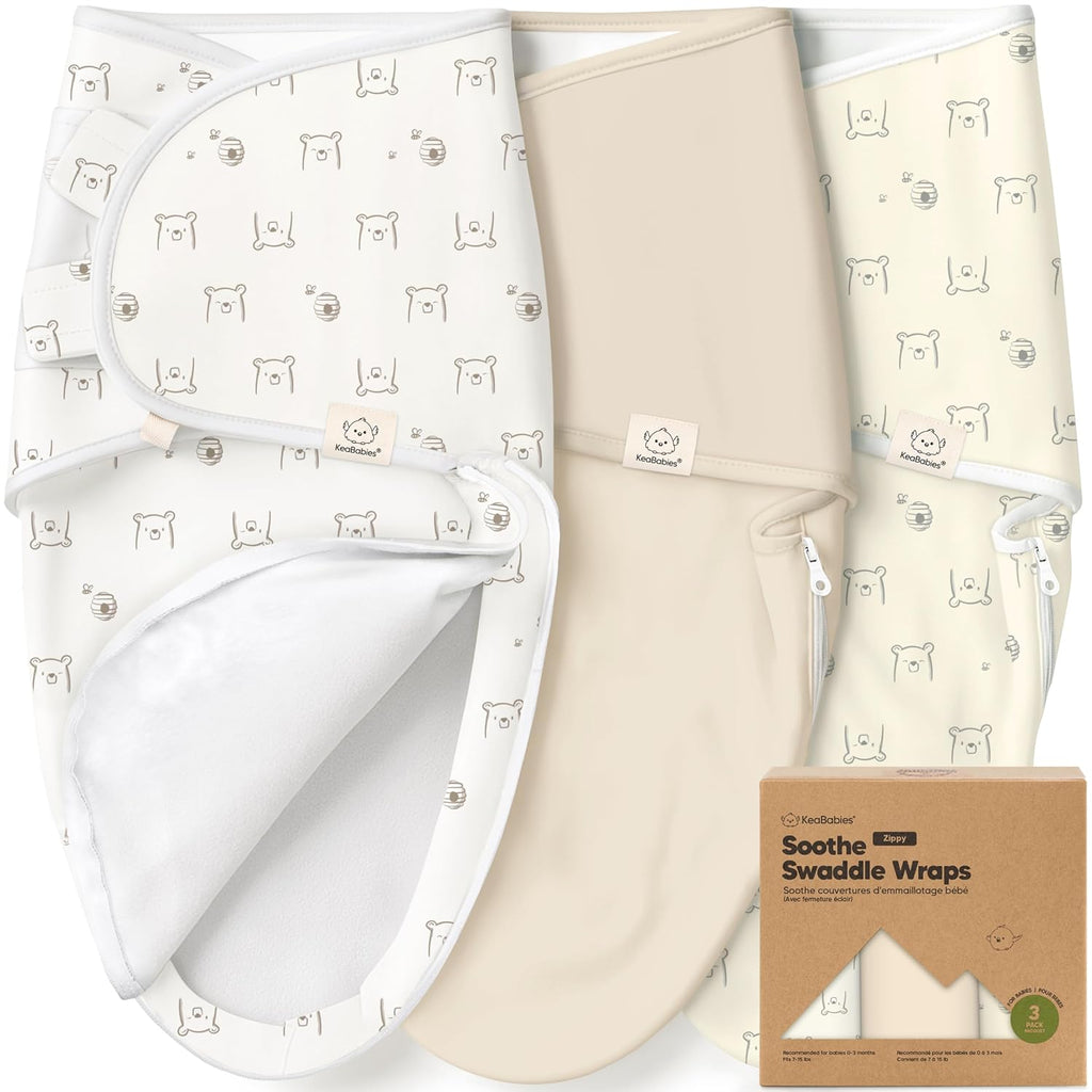 Skiennix Baby Swaddle Sleep Sacks - 3-Pack Zippered Swaddles for Newborns 0-3 Months | Soft & Durable Design