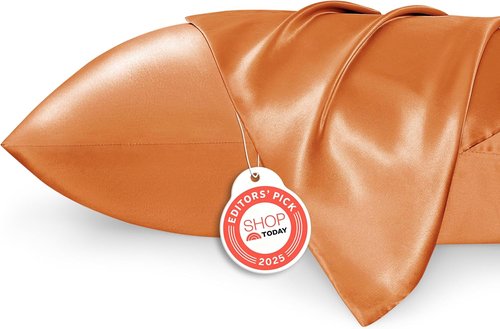 Bedsure Satin Pillowcases - Luxurious Silk-Like Queen Size Set of 2 | Envelope Closure, Orange, 20x30 Inches