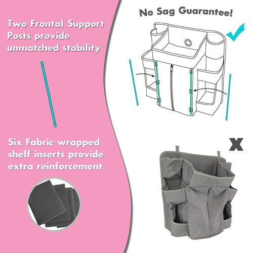 Llama Bella Premium Nursery Organizer for Baby Essentials | Hang on Crib, Changing Table, Playard or Furniture (Pink)