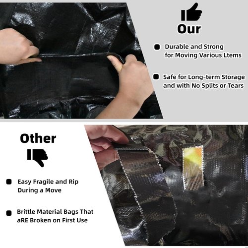 Heavy Duty Moving Bags by 3 Pack | Extra Large 91L Waterproof Storage Totes with Reinforced Handles