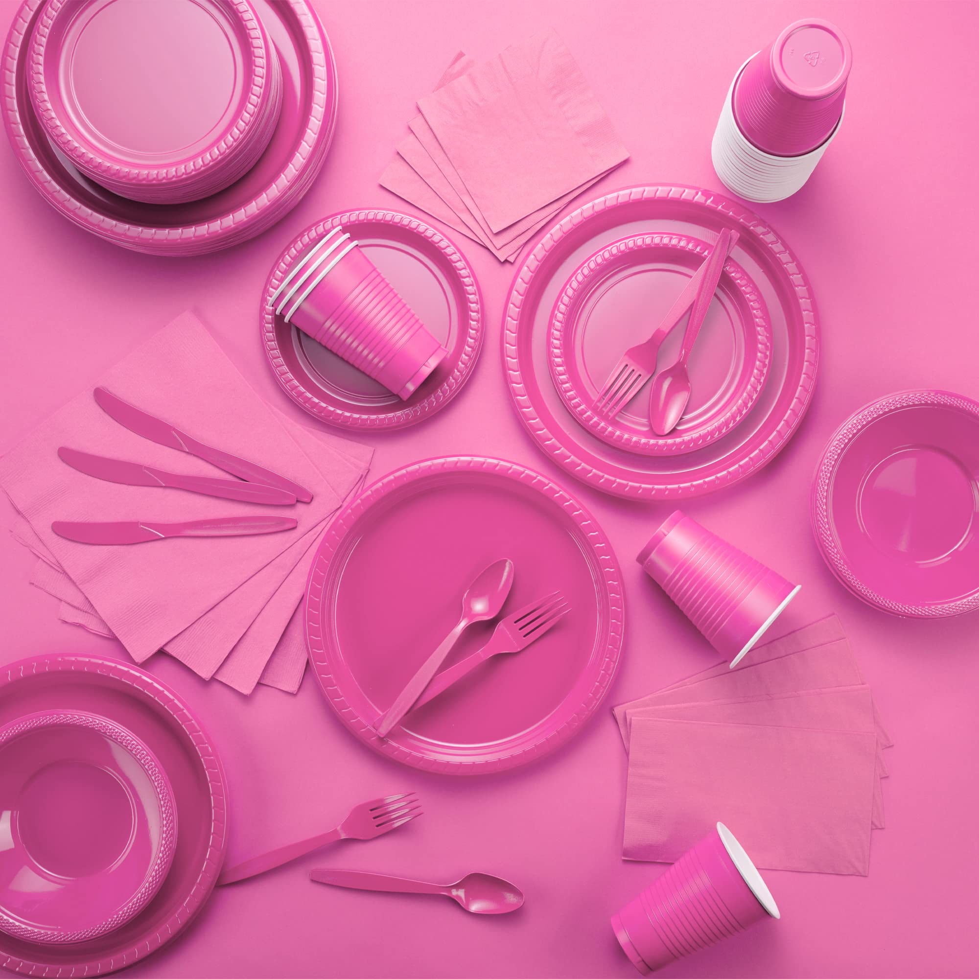 150 Pack Plastic Silverware Heavy Duty, Pink Disposable Cutlery, 50 Spoons, 50 Forks, 50 Knives, Plastic Utensils Set for Home Office School Party Picnics Weddings & More - SparkSettings