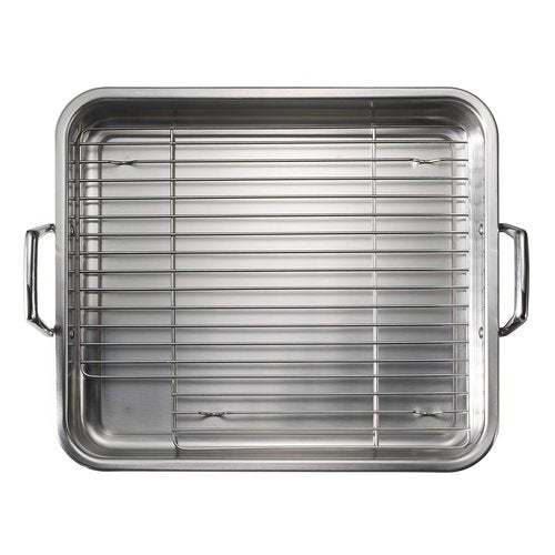 Tramontina 16.5-Inch Stainless Steel Roasting Pan with Rack, Turkey Roaster for Oven, Dishwasher Safe, Made in Brazil