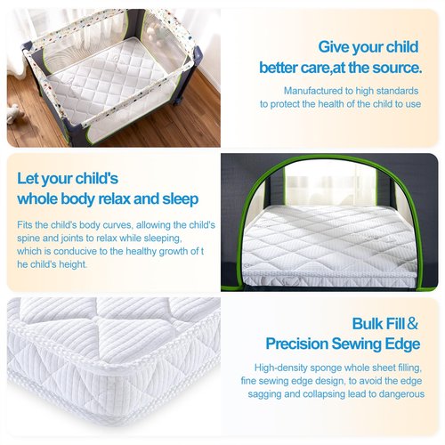 Feisaibaoly Pack and Play Mattress (38 “x26 ”x1.5),Skin Friendly Fabric, Soft, Breathable and Quiet, Provides Baby Friendly Support and Helps Healthy Spine Development,Pack and Play Topper.