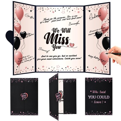 Roetyce Farewell Party Decorations Women, Black Pink We Will Miss You Guest Book Jumbo Card, Farewell Gift for Coworker Friends, Rose Gold Retirement Signature Board, Going Away Goodbye Party Supplies