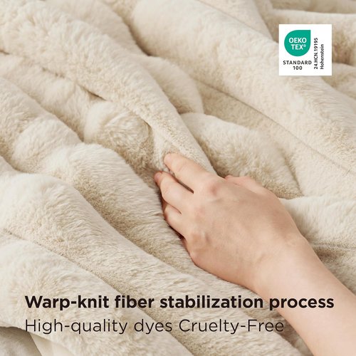 Bedsure GentleSoft Faux Fur Throw Blanket - Luxuriously Fluffy & Warm, 50x70 Inches, Beige for Cozy Winter Comfort