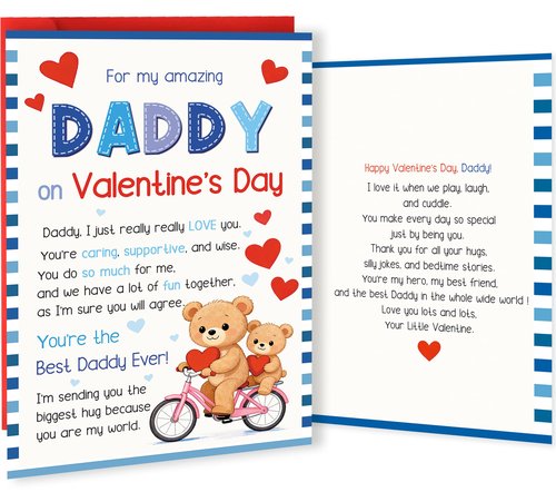 Hongshan Valentine's Day Card for Dad,Lovely Valentine's Day Gifts for Father from Daughter Son,Cute Vday Gift Decoration